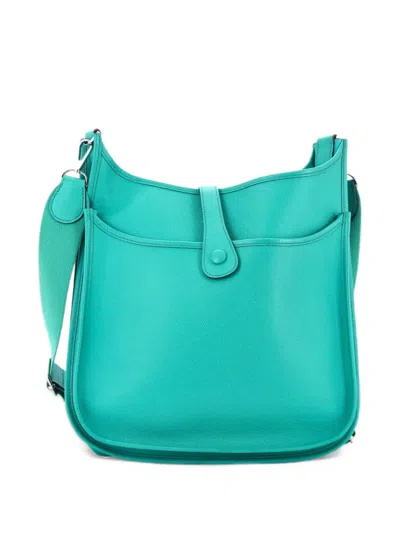 Pre-owned Hermes Evelyne Bag Gen Iii Epsom Pm Crossbody Bag In Blue