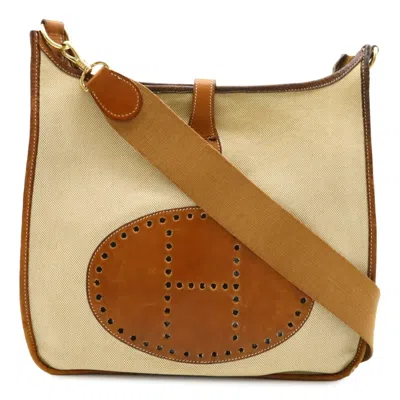 Pre-owned Hermes Evelyne Black Brown Natural Yellow Toile H Shoulder Bag ()