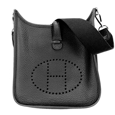 Pre-owned Hermes Evelyne Black Leather Pochette Shoulder Bag ()