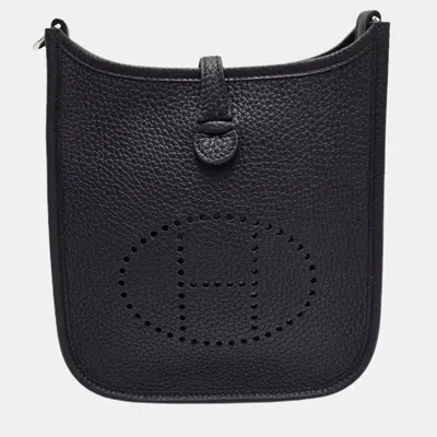 Pre-owned Hermes Evelyne Black Taurillon Clemence Leather Crossbody Bag Tpm