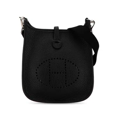 Pre-owned Hermes Evelyne Black Taurillon Clemence Leather Shoulder Bag ()