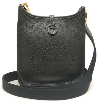 Pre-owned Hermes Evelyne Black Taurillon Clemence Leather Shoulder Bag ()