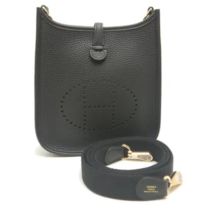 Pre-owned Hermes Evelyne Black Taurillon Clemence Leather Shoulder Bag ()