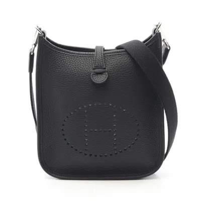 Pre-owned Hermes Evelyne Black Taurillon Clemence Leather Shoulder Bag ()