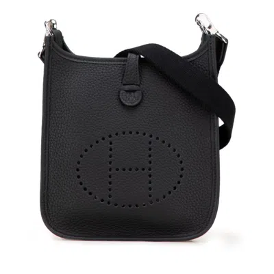 Pre-owned Hermes Evelyne Black Taurillon Clemence Leather Shoulder Bag ()