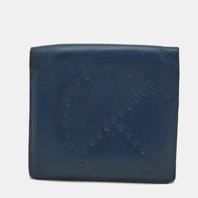 Pre-owned Hermes Evelyne Bleu De Malte Chevre Mysore Leather Bifold Wallet In Blue