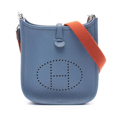 Pre-owned Hermes Evelyne Blue Taurillon Clemence Leather Shoulder Bag ()