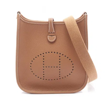 Pre-owned Hermes Evelyne Brown Gold Brown Leather Shoulder Bag ()