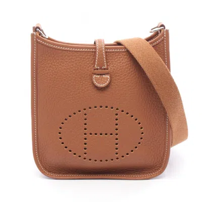 Pre-owned Hermes Evelyne Brown Taurillon Clemence Leather Shoulder Bag ()