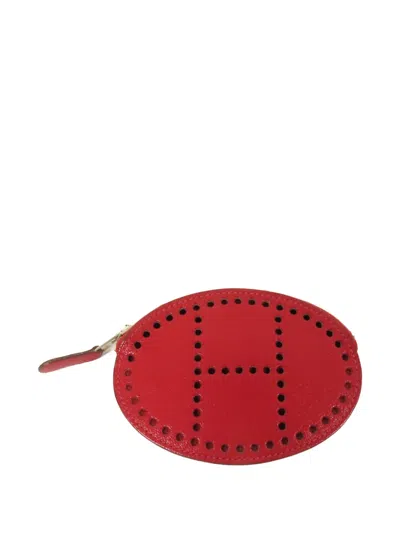 Pre-owned Hermes Evelyne Coin Purse In Red