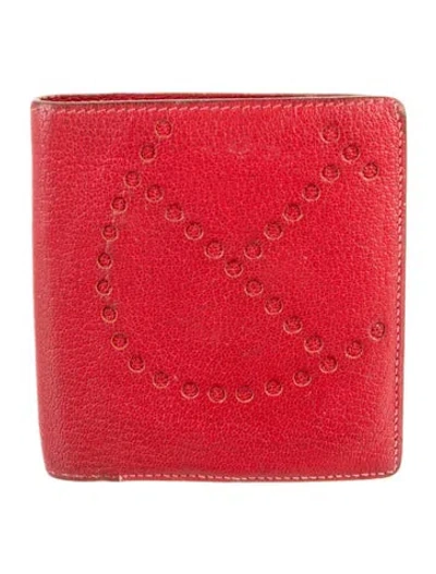 Pre-owned Hermes Evelyne Compact Wallet In Red