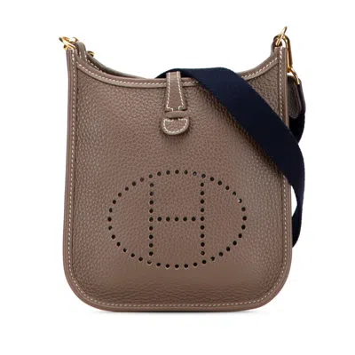 Pre-owned Hermes Evelyne Etoupe Gray Taurillon Clemence Leather Shoulder Bag ()