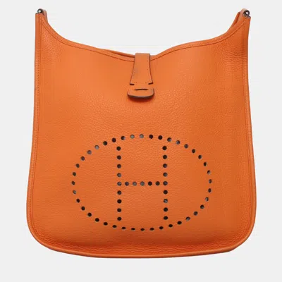 Pre-owned Hermes Evelyne Gm Orange Leather Bag