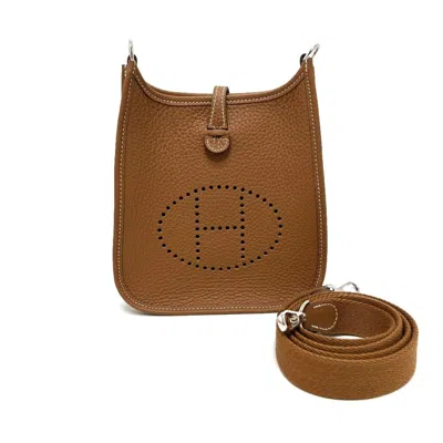 Pre-owned Hermes Evelyne Gold Taurillon Clemence Leather Shoulder Bag ()