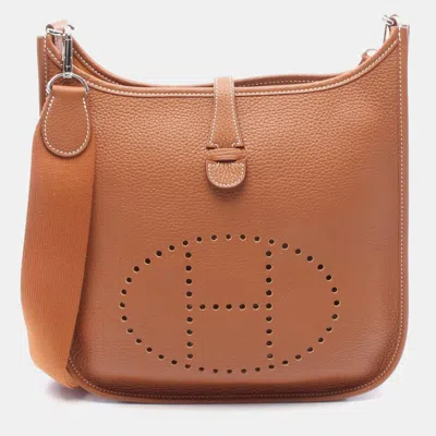 Pre-owned Hermes Evelyne Iii Tpm Brown Leather Shoulder Bags
