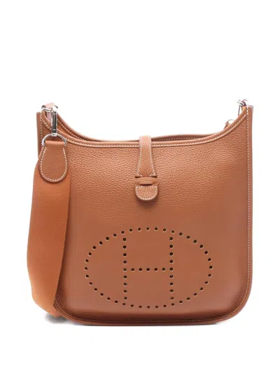 Pre-owned Hermes Evelyne Iii Troyes Pm Shoulder Bag In Brown