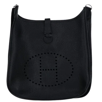 Hermes Evelyne Leather Shoulder Bag () In Black