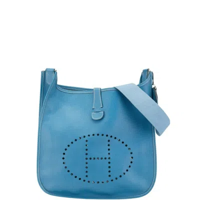 Pre-owned Hermes Evelyne Leather Shoulder Bag () In Blue