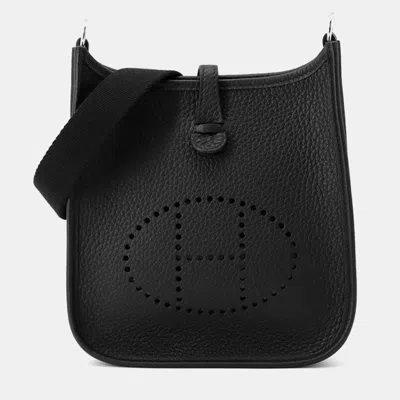 Pre-owned Hermes Evelyne Long Black Taurillon Clemence Tpm