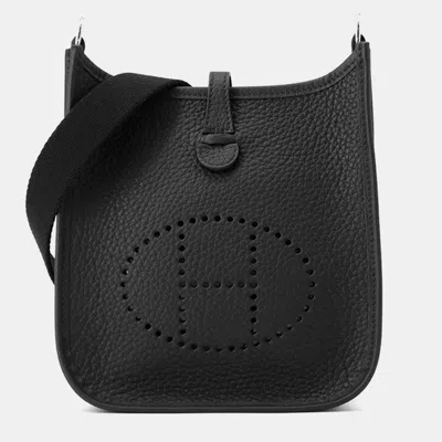 Pre-owned Hermes Evelyne Long Black Taurillon Clemence Tpm