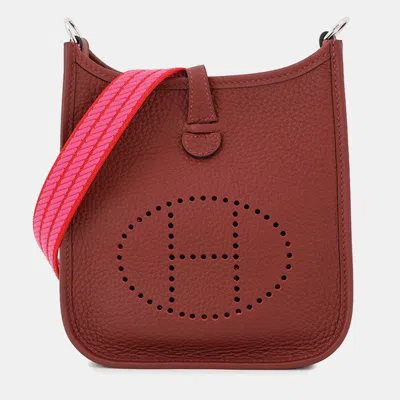 Pre-owned Hermes Evelyne Long Rouge H Taurillon Clemence Size Tpm In Red