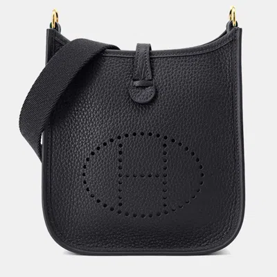 Pre-owned Hermes Evelyne Long Tpm Caban Taurillon Clemence Crossbody Bag In Black