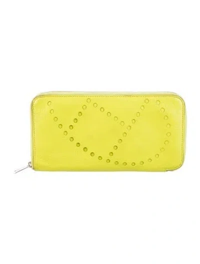 Pre-owned Hermes Evelyne Long Wallet In Green