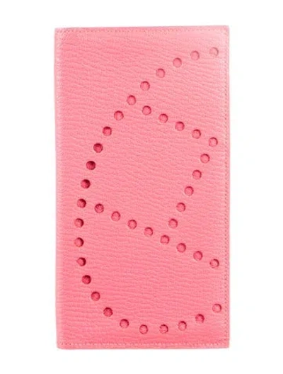 Pre-owned Hermes Evelyne Long Wallet In Pink