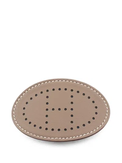 Pre-owned Hermes Evelyne Perforated Hair Clip In Neutral