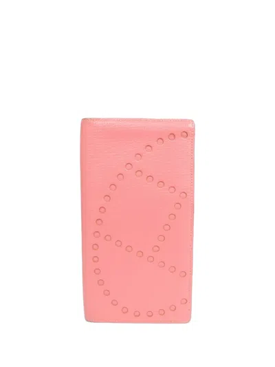 Pre-owned Hermes Evelyne Perforated Long Wallet In Pink