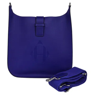 Pre-owned Hermes Evelyne Pm Sellier Blue Electric Bag Palladium Hardware