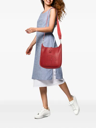 Pre-owned Hermes Evelyne Pm Shoulder Bag In Red