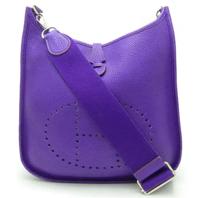 Pre-owned Hermes Evelyne Purple Taurillon Clemence Leather Shoulder Bag ()