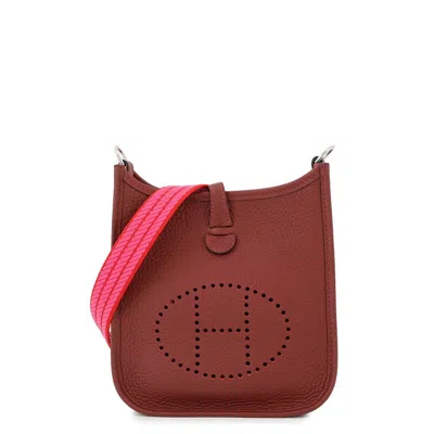 Pre-owned Hermes Evelyne Rouge H Taurillon Clemence Leather Shoulder Bag () In Red