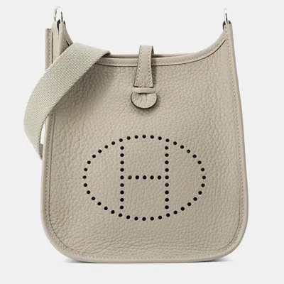 Pre-owned Hermes Evelyne Short Sage Taurillon Clemence Tpm Handbag In Green
