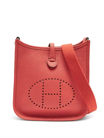 Pre-owned Hermes Evelyne Tpm Bougainvillier Taurillon Clemence Crossbody Bag In Red
