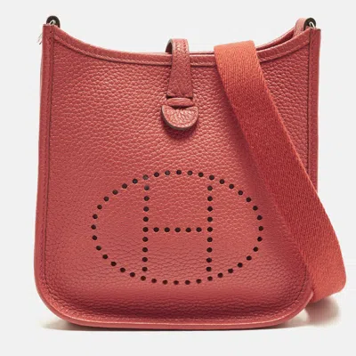 Pre-owned Hermes Evelyne Tpm Bougainvillier Taurillon Clemence Leather Crossbody Bag In Red