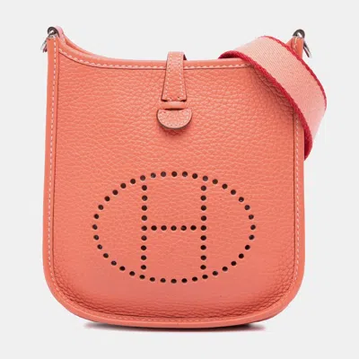 Pre-owned Hermes Evelyne Tpm Clemence Leather Crossbody Bag In Orange