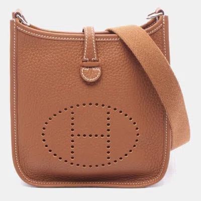 Pre-owned Hermes Evelyne Tpm Gold Leather Shoulder Bag