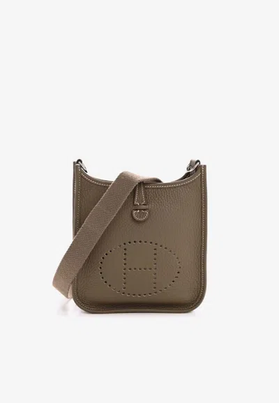 Hermes Evelyne Tpm In Etoupe Taurillon Clemence With Palladium Hardware In Brown