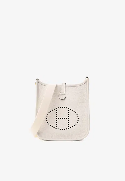 Hermes Evelyne Tpm In New White Taurillon Clemence Amazone With Gold Hardware