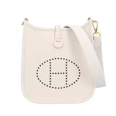 Pre-owned Hermes Evelyne White Leather Shoulder Bag ()