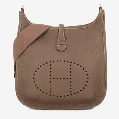 Pre-owned Hermes Evelyne3 Etoupe Taurillon Clemence Size Pm In Brown