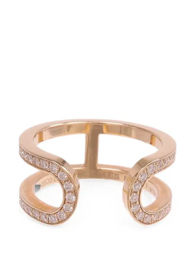 Pre-owned Hermes Ever Chaine D'ancre Diamond Ring In Gold