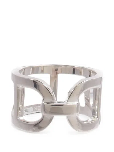 Pre-owned Hermes Ever Chaine D'ancre Ring In Silver