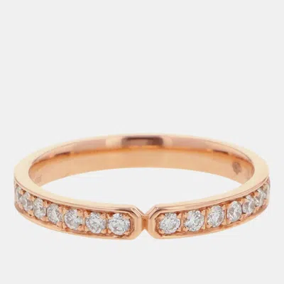 Pre-owned Hermes Ever Kelly Diamond 18k Pink Gold Pm Wedding Ring Eu 48