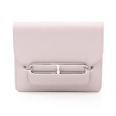 Pre-owned Hermes Evercalf Leather Wallet (bi-fold) () In Purple