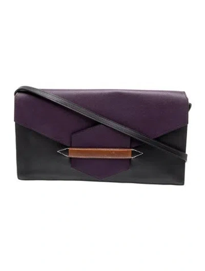 Pre-owned Hermes Evercolor Faco Clutch In Purple
