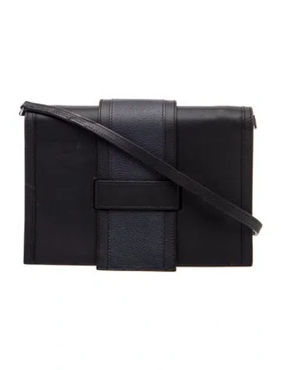 Pre-owned Hermes Evercolor H Passant Clutch W/ Strap In Black