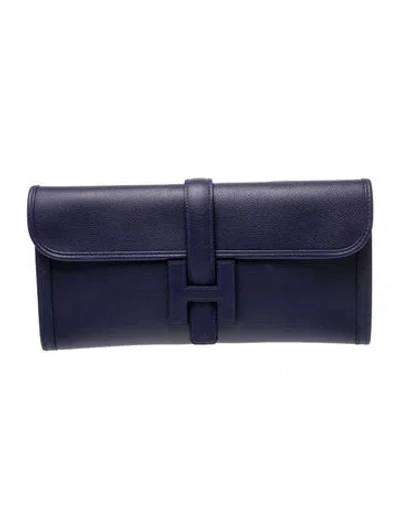 Pre-owned Hermes Evercolor Jige Elan 29 In Blue